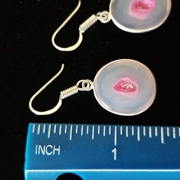 Pink Agate Dangle Earrings - Picture 4 of 4